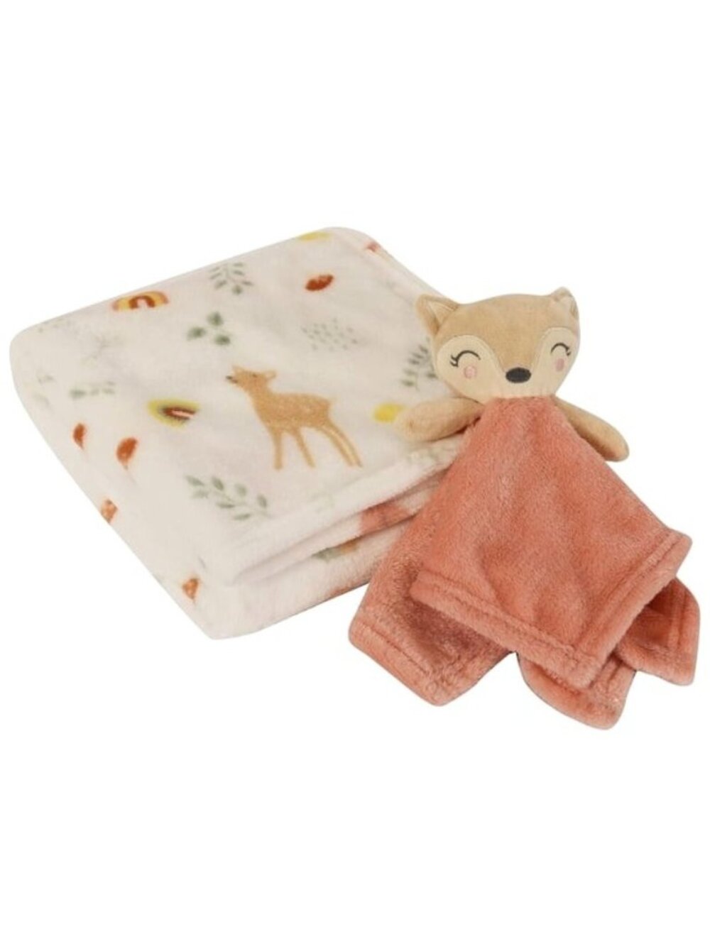 George Baby Deer Fawn Security Blanket  2 Piece Set Tan Blush Pink NWT